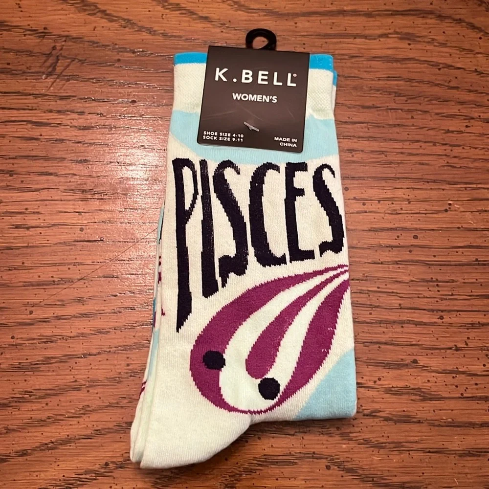 K. Bell Pisces crew socks, NWT